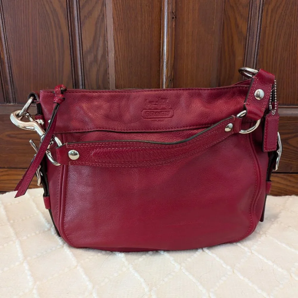 Coach Zoe Red Leather Hobo - Picture 2 of 13